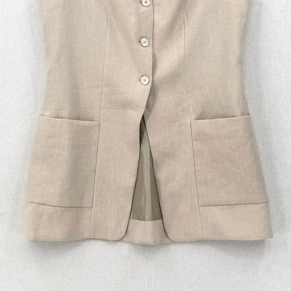 ENZA COSTA Linen Tunic Vest Womens Medium Flax Natural Sleeveless Quiet Luxury - Picture 11 of 16